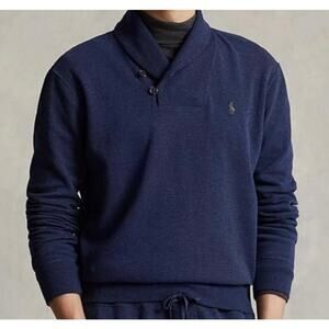 Polo Ralph Lauren LS Luxury Jersey Shawl-Collar Pullover Men’s 3XB Navy Preppy